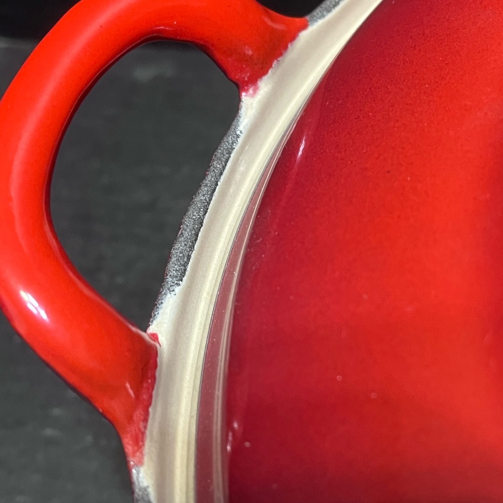 LE CREUSET 28 FRANCE RED CAST IRON ENAMEL DUTCH OVEN W/ LID Vintage - Picture 5 of 16